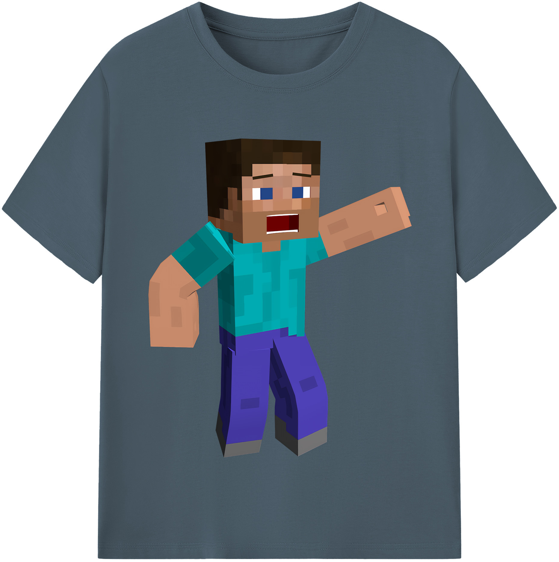 （画像用） マインクラフト ブロックの世界 Minecraft MC Block world 綿100％半袖Tシャツ（フロントプリント）